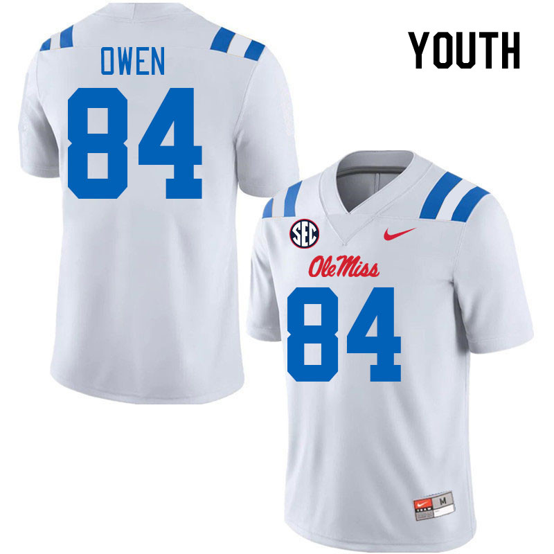 Youth #84 Mac Owen Ole Miss Rebels 2024 New Uniforms College Football Jerseys Stitched-White